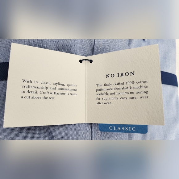 CROFT & BARROW CLASSIC-FIT NO IRON MEN'S DRESS SHIRT Sz 17 1/2 36/37 LIGHT BLUE - Picture 4 of 7